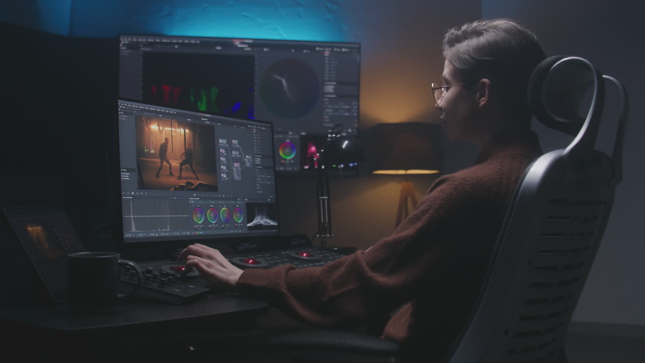 editor de video en el trabajo