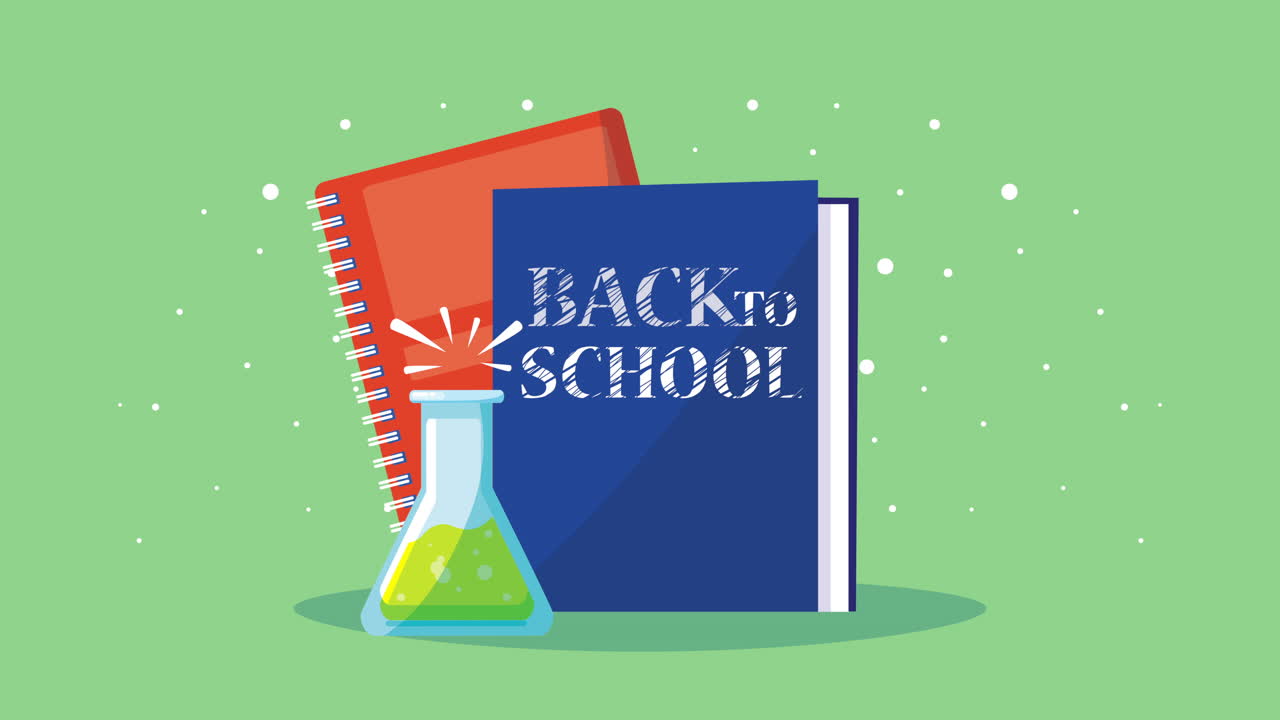 책과 튜브 테스트와 함께 학교로 돌아가는 시간