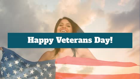 Animation-of-veterans-day-text-over-flag-of-united-states-of-america-and-caucasian-woman