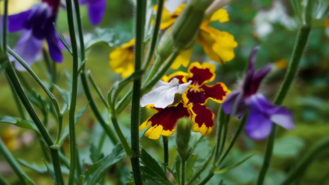 Colorful Wildflowers in a Forest Path