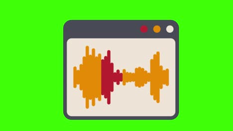 animación del icono de los niveles de audio en una pantalla verde
