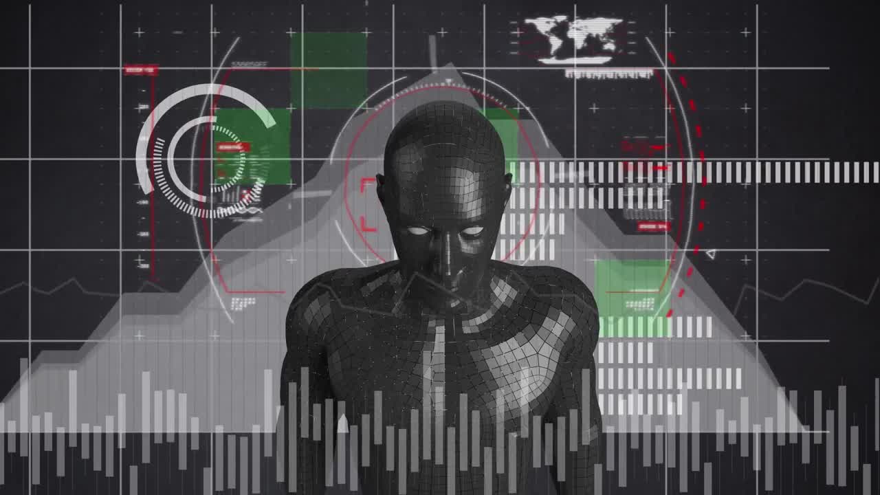 animación de escaneo de alcance y procesamiento de datos sobre el cuerpo humano