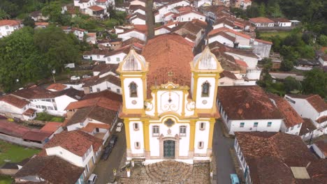 our lady of conception church in the middle of a neighbourhood revealing city centre architecture and cobble stone streets of ouro preto, minas gerais, brazil