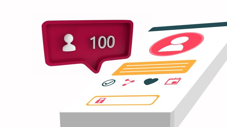 Follow icon with increasing numbers on social media