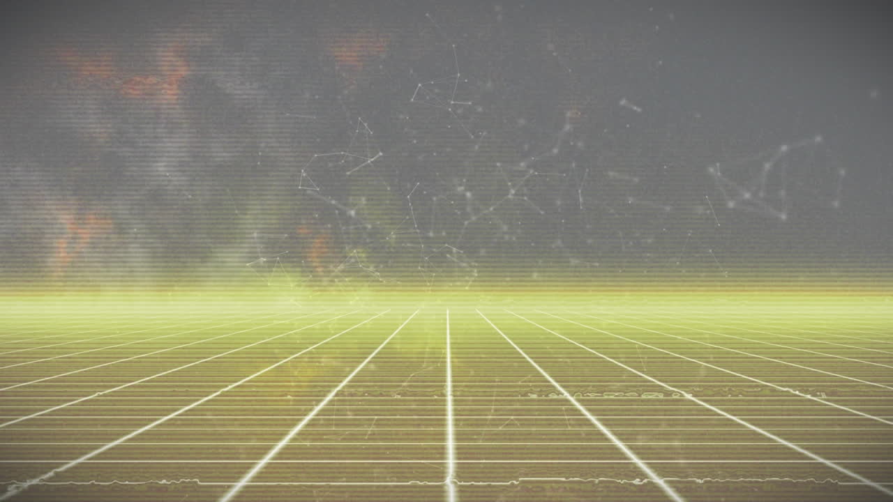 animación de la red de conexiones e interferencia a través de líneas de neón sobre fondo negro