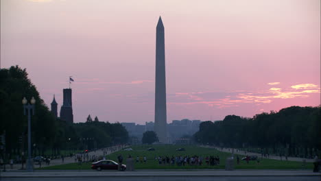 pink sunset behind washington monument, d.c.