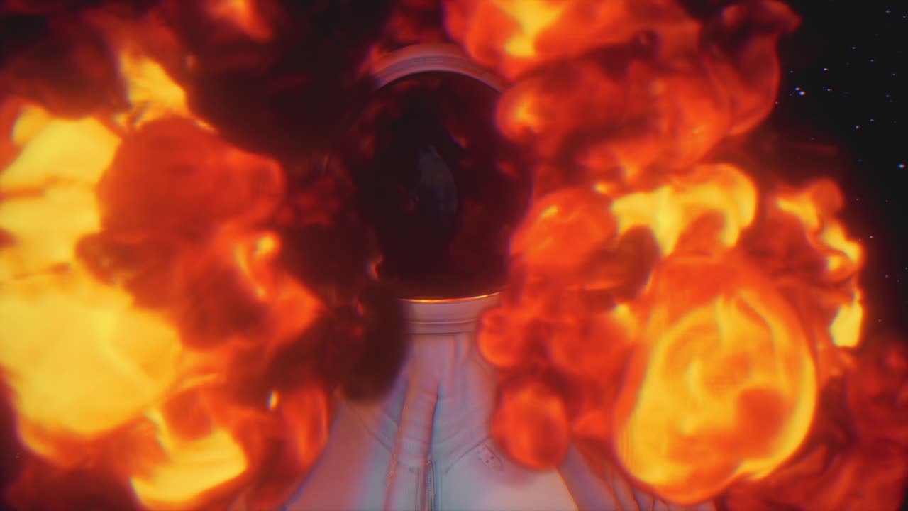 астронавт в огненном взрыве