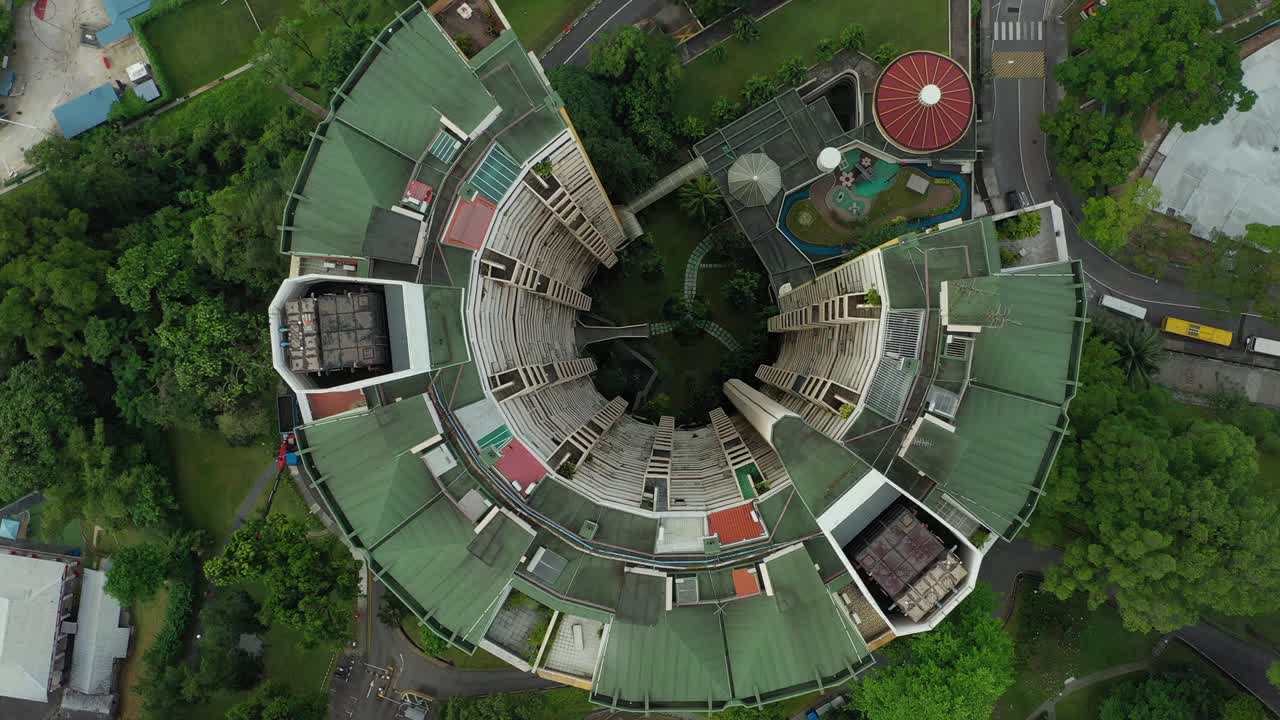 싱가포르 시내 시내 은행 아파트 빌딩 공중 파노라마 4k