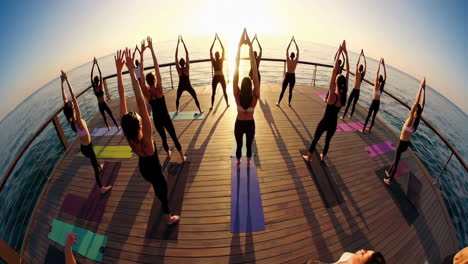 sunrise yoga on a pier