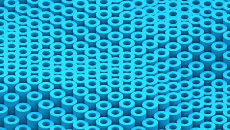 superficie con cilindros azules en movimiento animación de fondo de primer plano