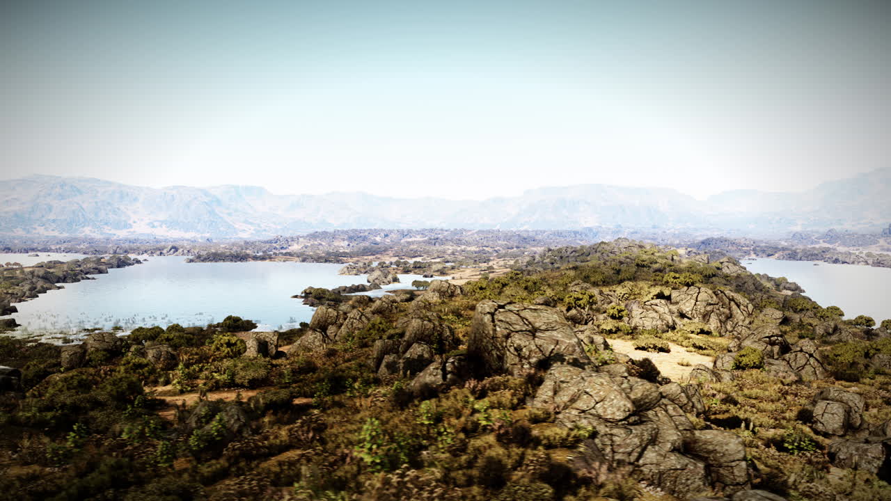 paisaje de lago y montañas