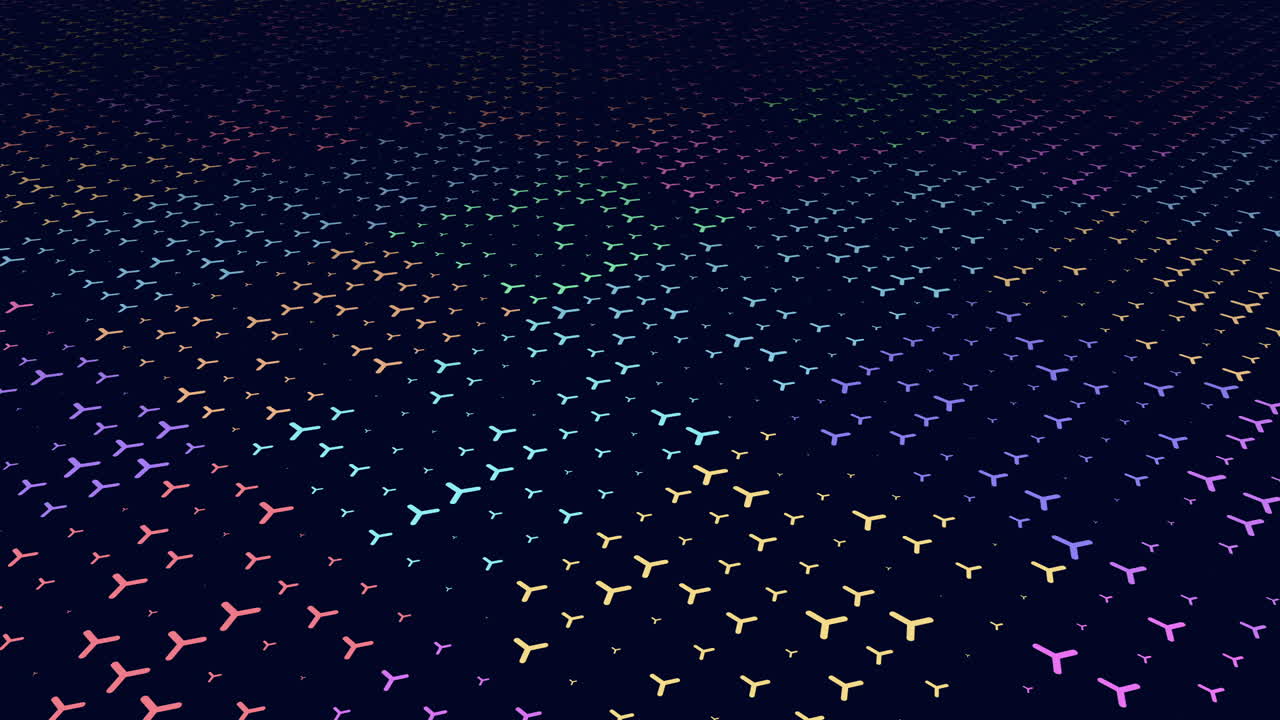 Vibrant triangle mosaic against a dark background