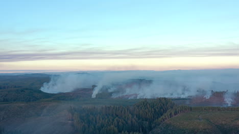 Deforestación-Y-Quema-De-Tala-En-El-Condado-De-Coos,-Oregón.