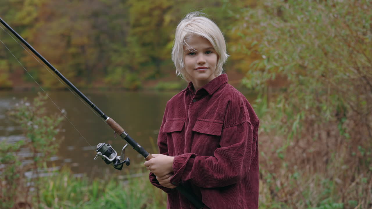 Young Person Fishing by a Lake