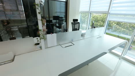 interior of busy office with staff. diverse business people working in the office