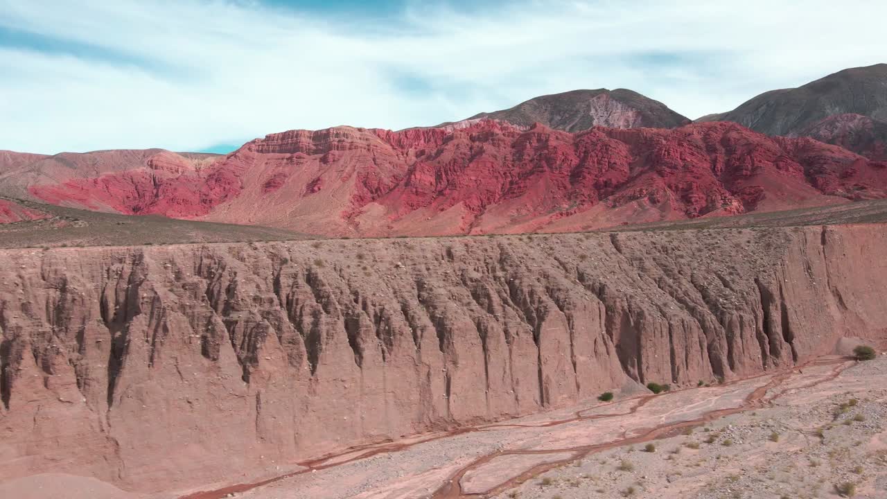 toma deslizante del acantilado de formación geológica, quebrada de la señorita, norte de argentina