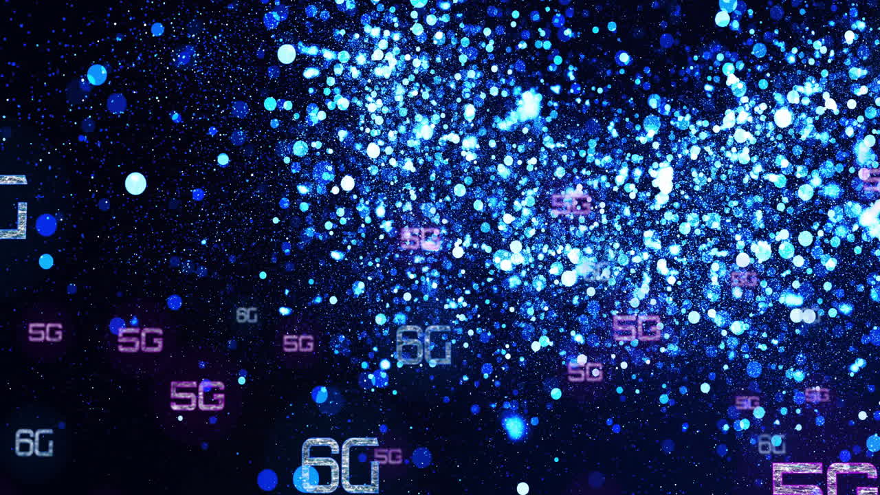 어두운 배경에 6g 텍스트와 연결 네트워크의 애니메이션