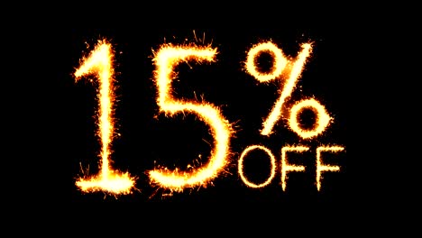 sale 15% off text sparkler glitter sparks firework loop animation