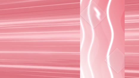 animation of white wavy lines on vertical pink screen, over moving horizontal lines on pink