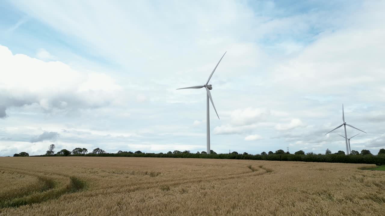 пшеничное поле, ветряная мельница, солнечный свет, ландшафт, природа, рост сельского хозяйства, движение камеры назад
