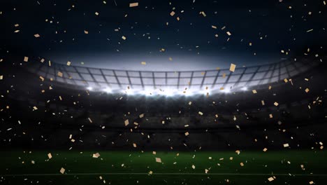 animation of confetti floating over stadium at night