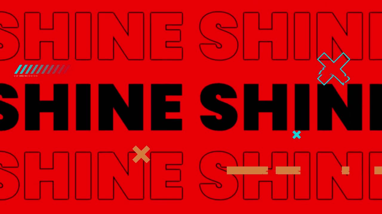 파란색 배경 위에서 반복되는  ⁇ 색 문자로 빛나는 텍스트의 애니메이션