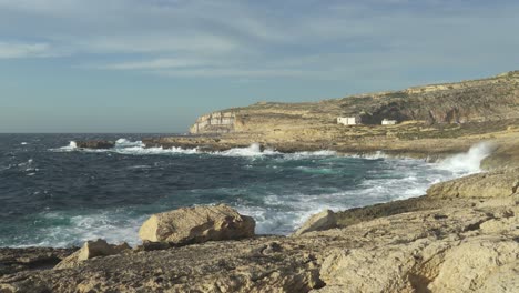 place where azure window used to be but now limestone arch had fallen into the sea