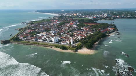 wide aerial showing fort galle, sri lanka