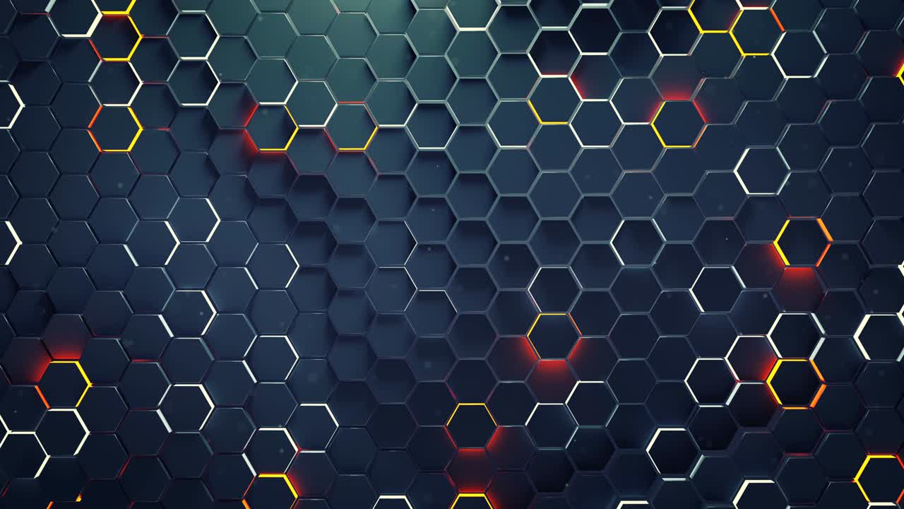 tecnología futurista de fondo con hexágonos 3d render animado de bucle sin costuras