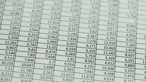 close-up of a spreadsheet with numerical data