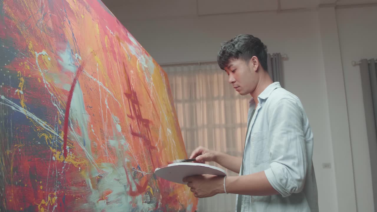 Asian Man Uses Paint Brush To Create Daringly Emotional Modern Picture