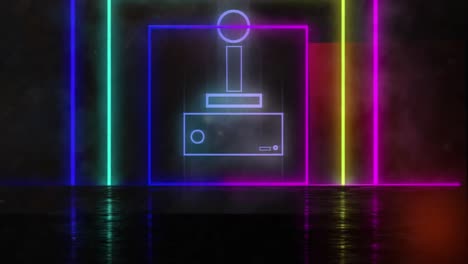 animación del joystick sobre formas de neón sobre fondo negro