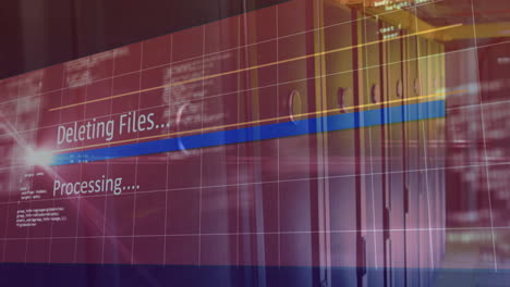 animación del procesamiento de datos en la sala de servidores
