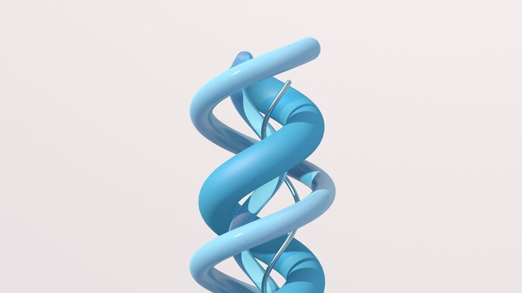 Twisted blue shapes. Abstract animation, 3d render.
