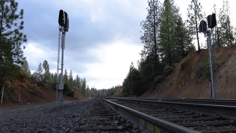 Leere-Bahngleise-Durch-Die-Wälder-Nordkaliforniens