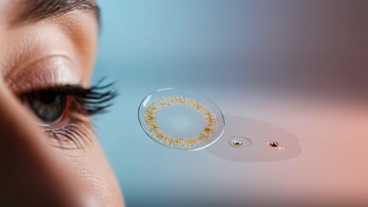 Close-Up of Eye with Contact Lens and Color Variants Showcasing Innovative Design and Application in Vision Correction