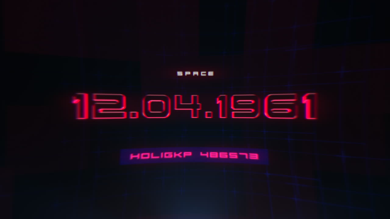 12.04.1961 en la pantalla de la computadora con efecto de fallo