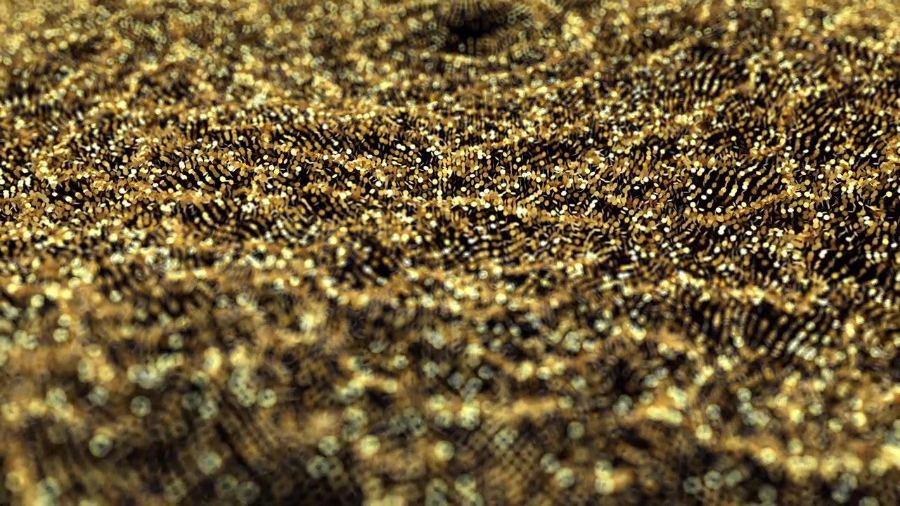 Abstract Golden Shimmering Particles with Bokeh Effect