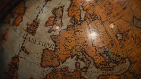 antique world globe - europe focus