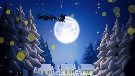 Animation-of-christmas-winter-scenery-with-santa-claus-in-sleigh