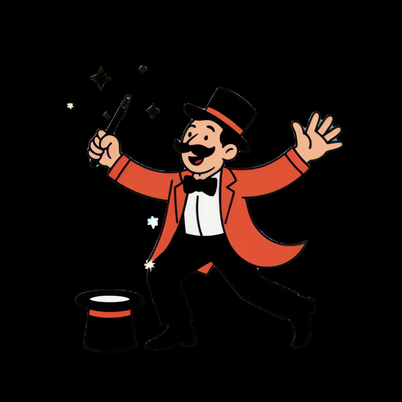 Vintage magician cartoon illustration animation isolated asset ...