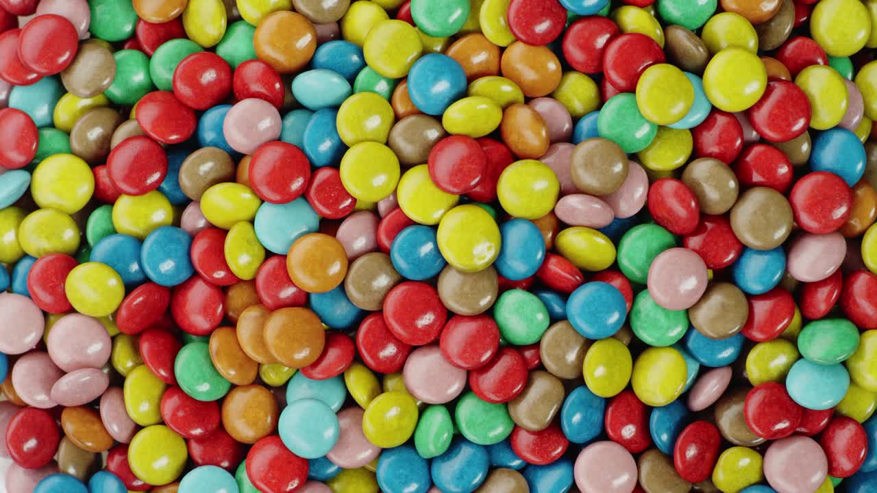 caramelos de chocolate recubiertos de colores girando