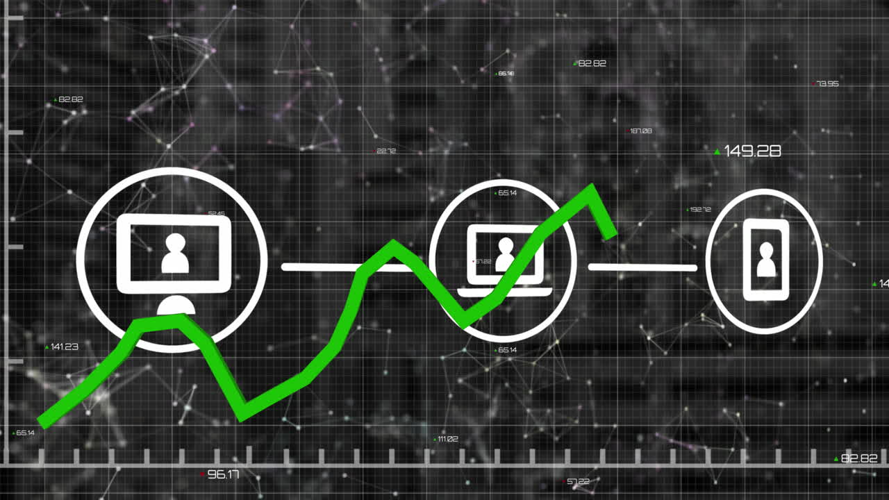 animación de iconos de medios sobre el procesamiento de datos