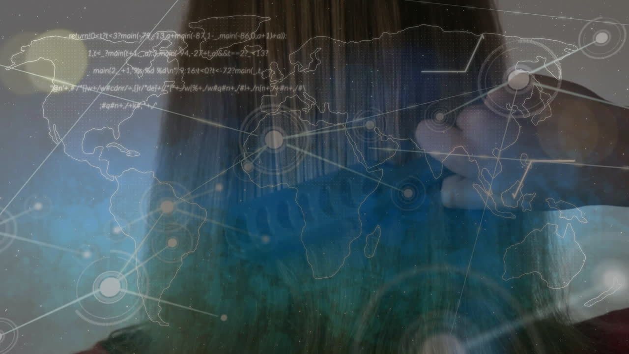 두 인종의 여성의 얼굴 위에 그래프의 애니메이션