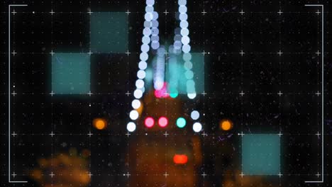 Digital-animation-of-scope-scanning-over-bokeh-lights-against-night-city-traffic