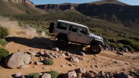 jeep off-roading in mountainous terrain