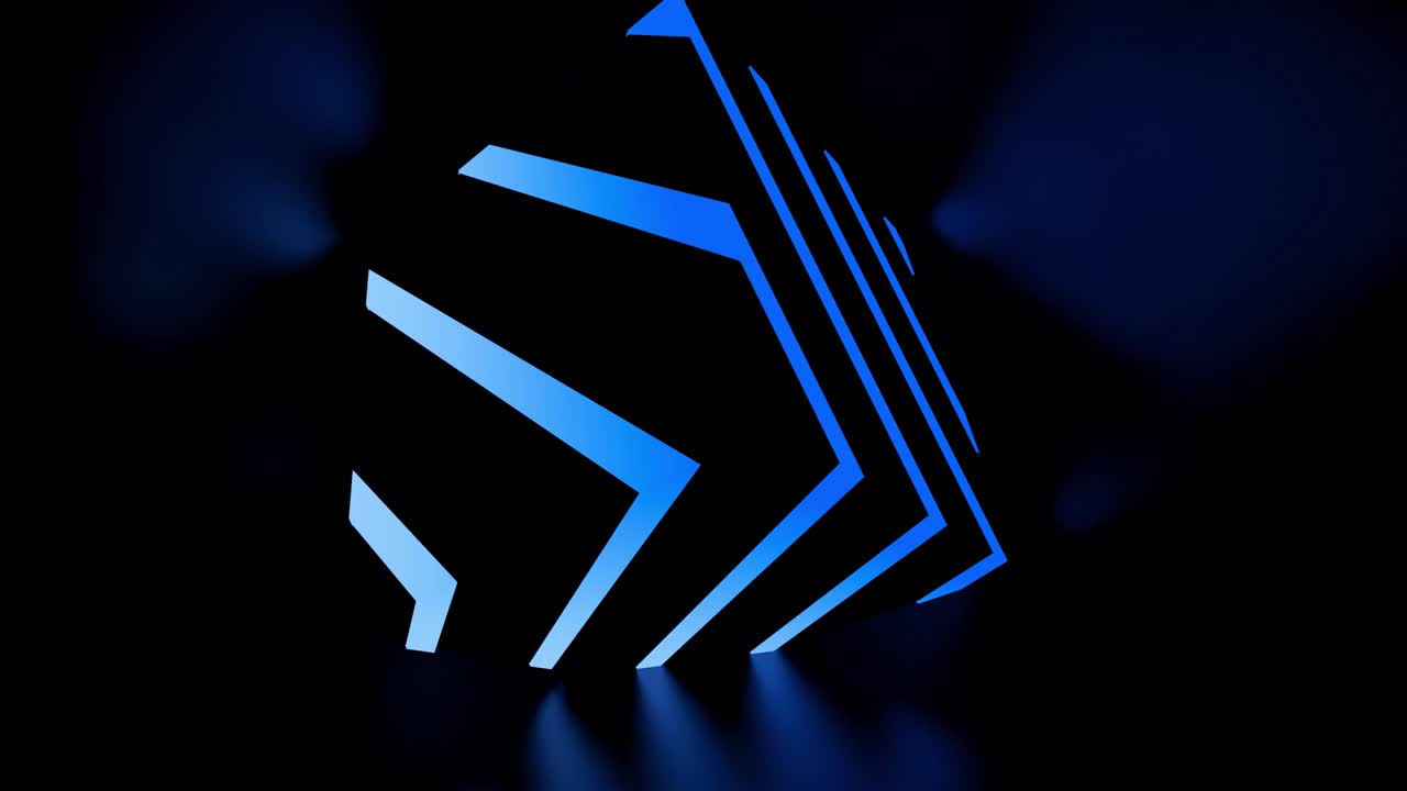 Blue neon abstract glowing pattern represents science and geometry - 4K loop