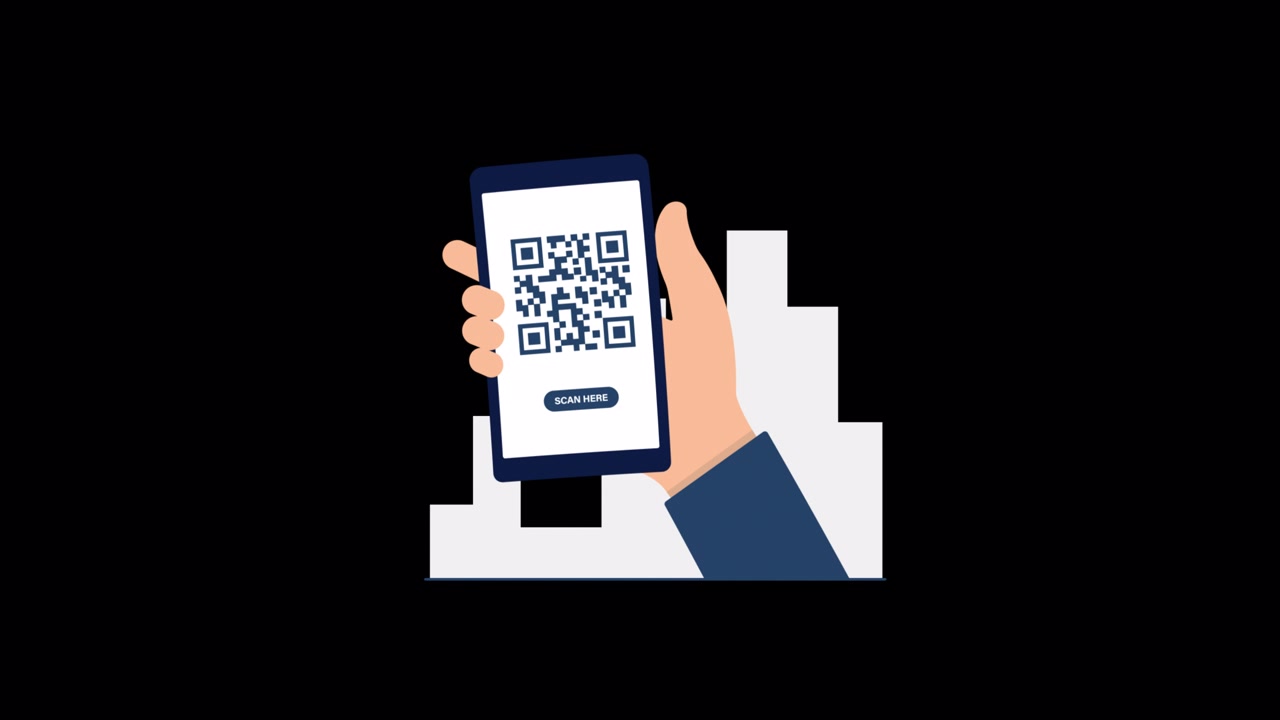 Animated Hand Holding Smartphone with Dynamic QR Code