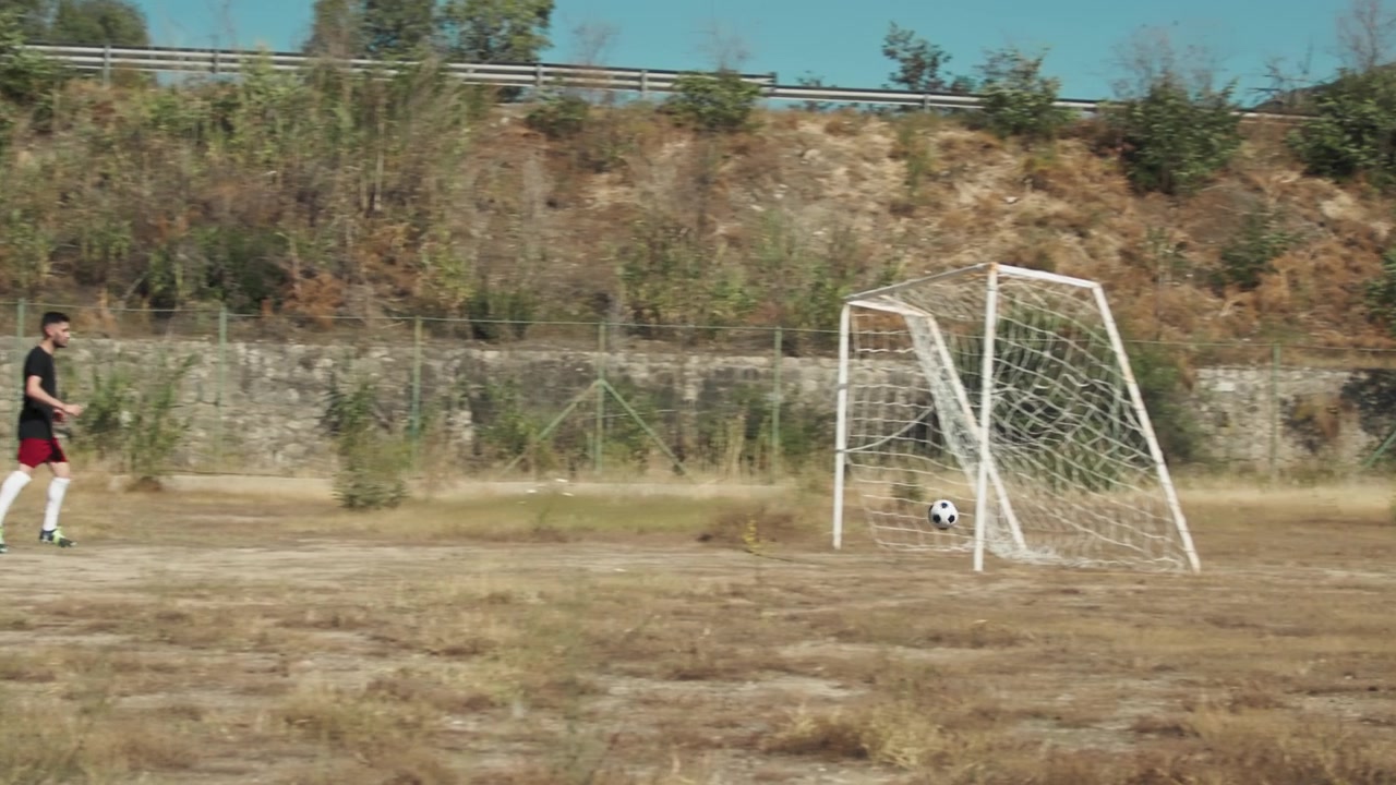 Great Shot To Score A Goal During Training