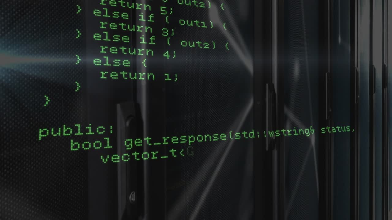 Starting with read loop, green monospaced code scrolling and revealing functions to illustrate flow